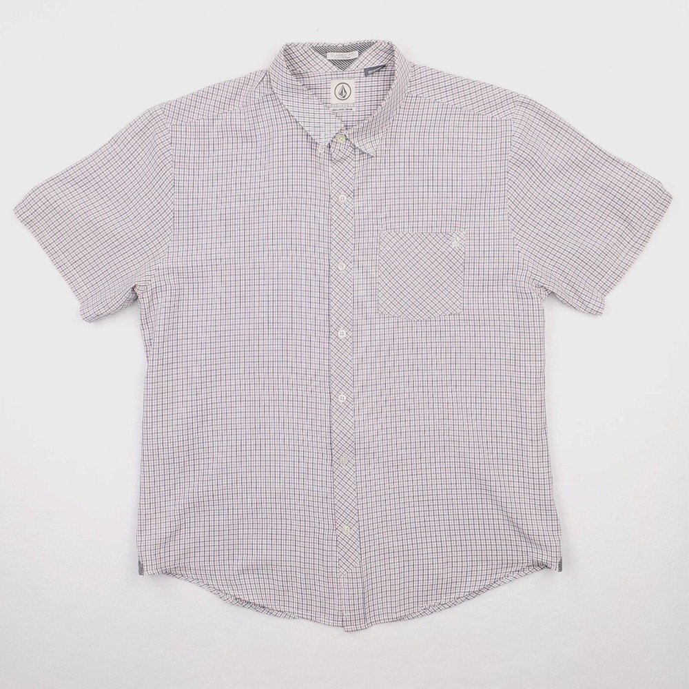 Volcom Shirt‎ Mens Large Red Black Check Plaid Corpo Class Button Down Classic